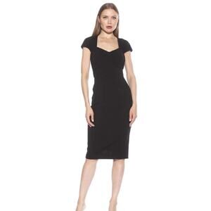 Alexia Admor Josie Sheath Midi Dress Sheath black NEW NWT M med Queen Anne neck
